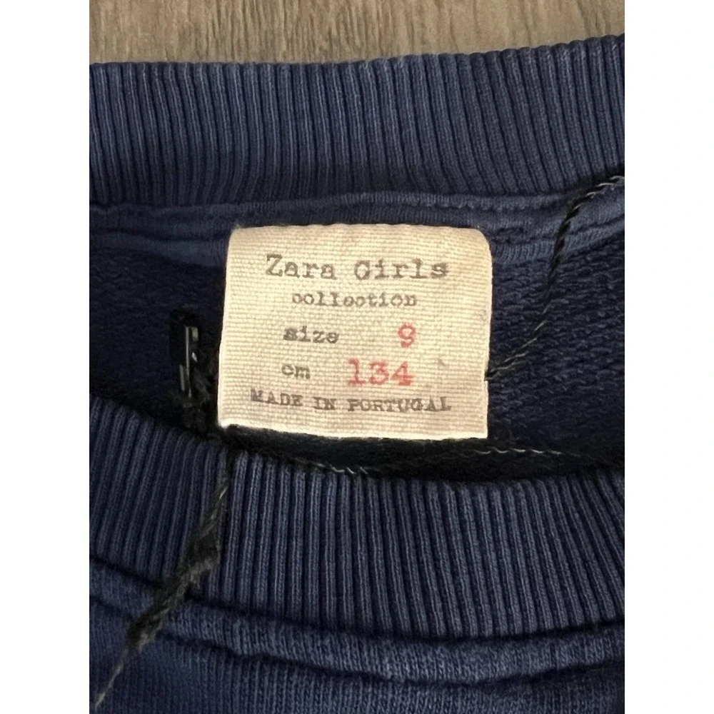 Zara Girl Collection Nova Art Exhibition Asymmetrical Dress Blue Sweatshirt Sz 9